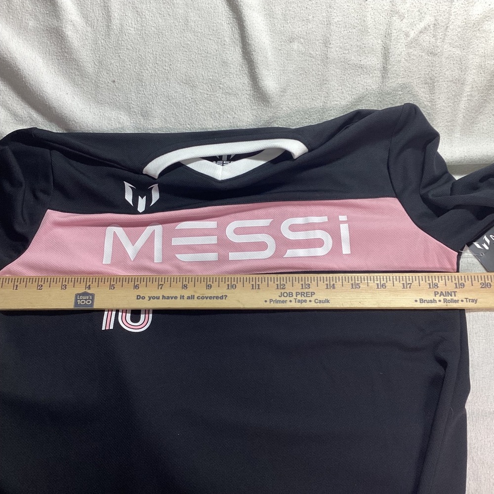 Messi Collection womams Large 14/16 Long Sleeve Soccer Jersey Black Pink 10 NEW - Picture 4 of 5
